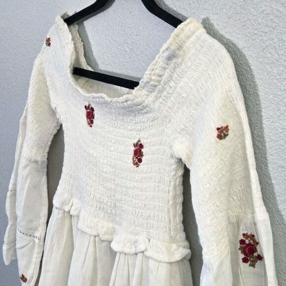Free People Women’s Dress Boho Festival Embroidered Off-Shoulder Smocked Size S - Picture 5 of 14